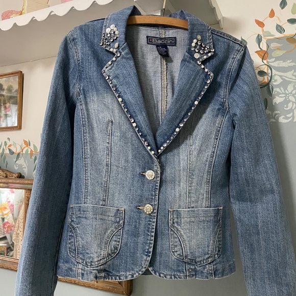 Small denim crystal studded blazer - Picture 1 of 3